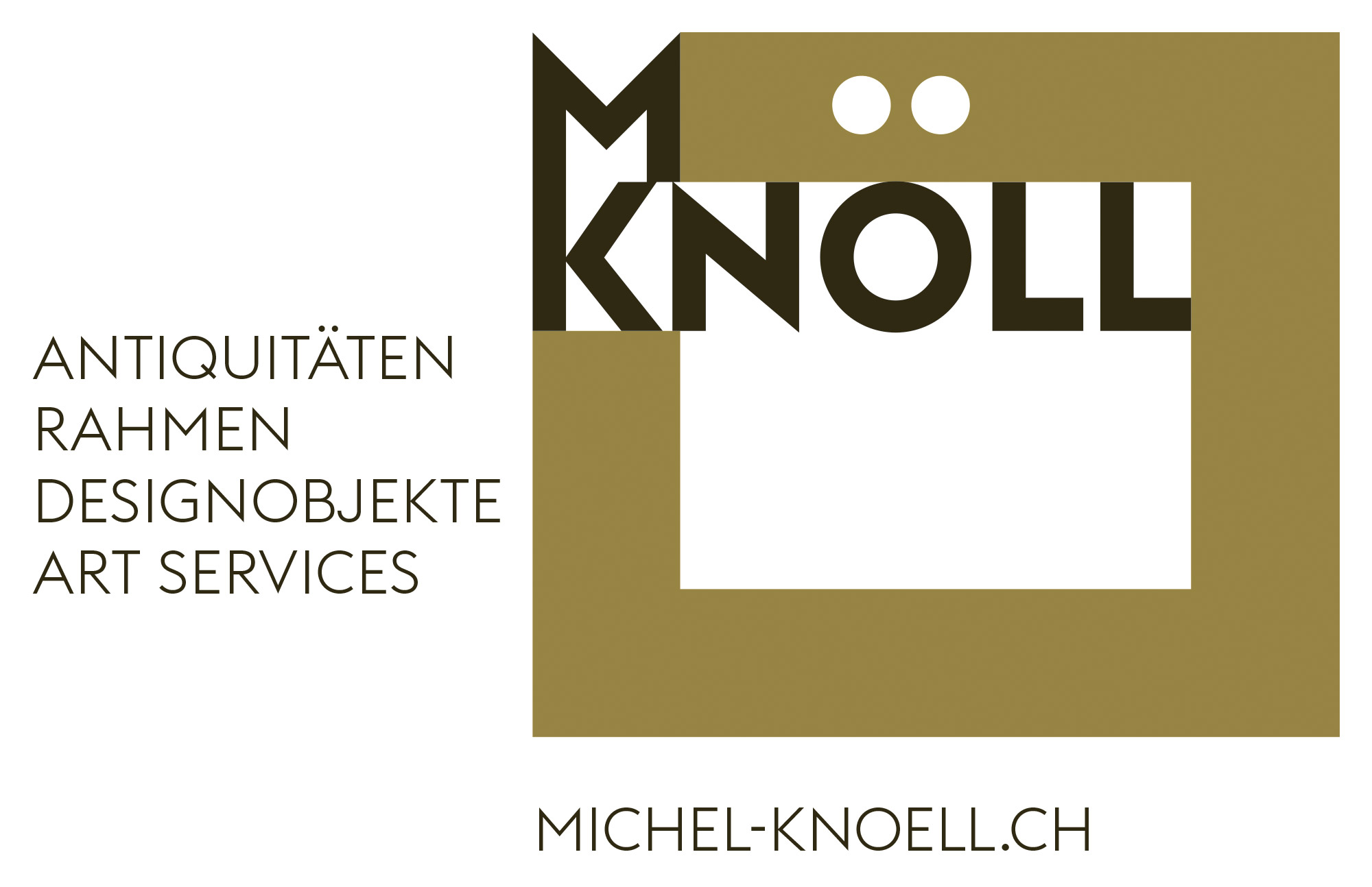 Visitenkarte Michel Knöll Antiquitäten, Rahmen Designobjekte, Art services